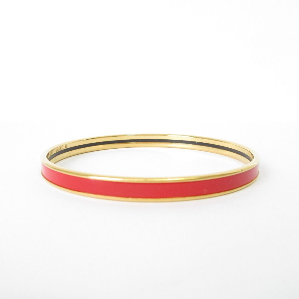 HERMES エナメルバングル レッド エナメルブレスレット ラージ 《鞍職人の詩的な目録》 - レッド