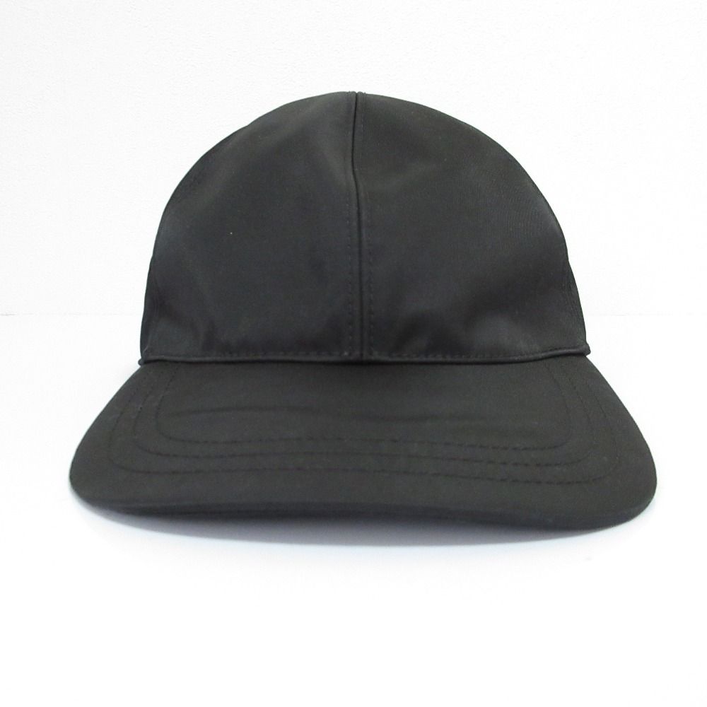 PRADA プラダ トライアングルロゴ ベースボールキャップ リナイロン 帽子 サイズM 58 cm ブラック メンズ レディース 古着