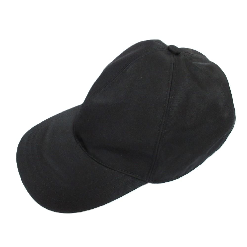 PRADA プラダ トライアングルロゴ ベースボールキャップ リナイロン 帽子 サイズM 58cm ブラック メンズ レディース 古着