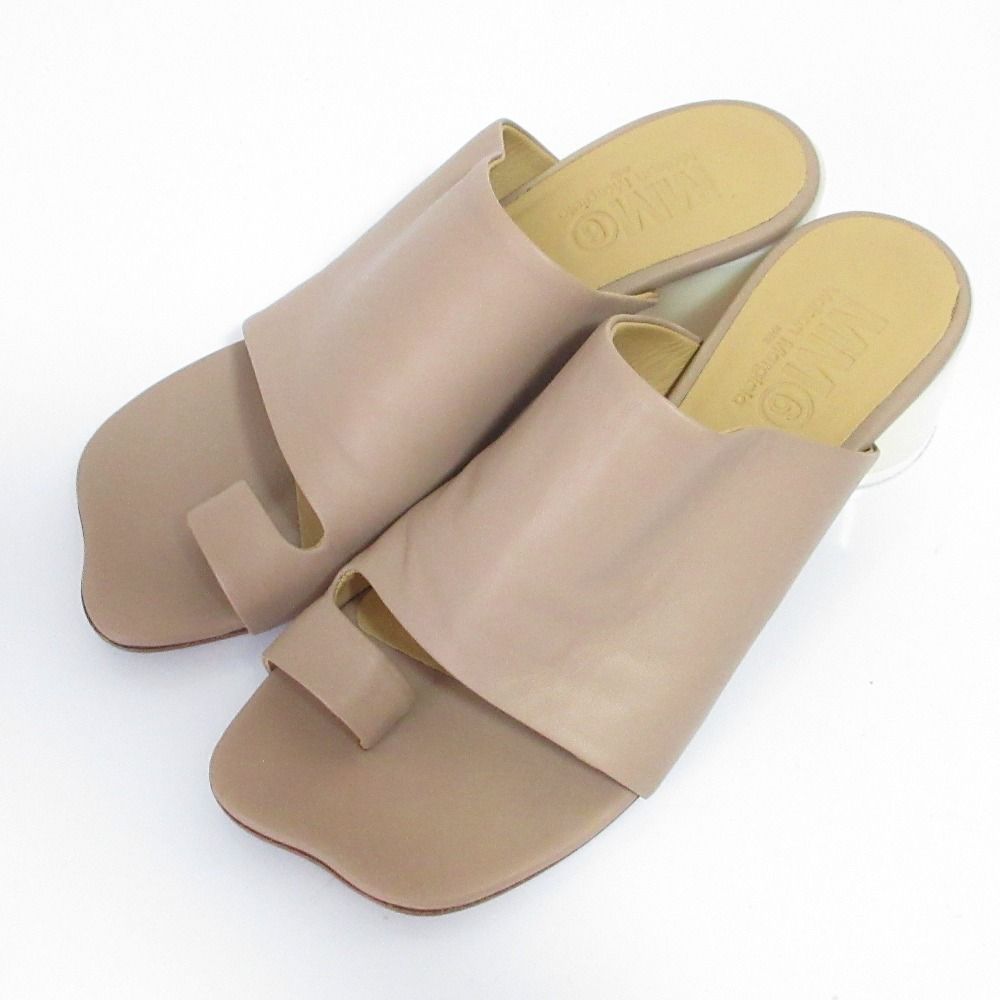 MM 6 メゾンマルジェラ レザートングサンダル ミュール 36 23 cm相当 ベージュ レディース 古着