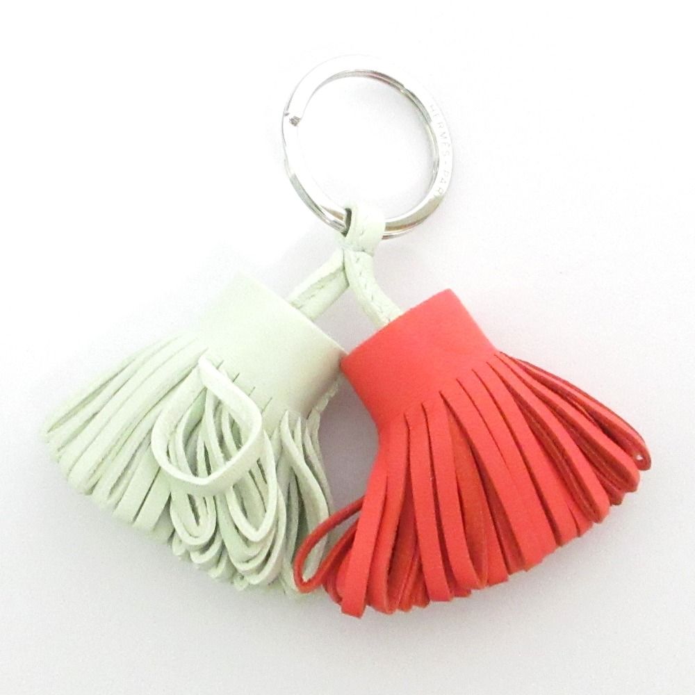 HERMES エルメス カルメン ウノドス ローズテキサス チャーム レッド ライトグリーン レディース 古着