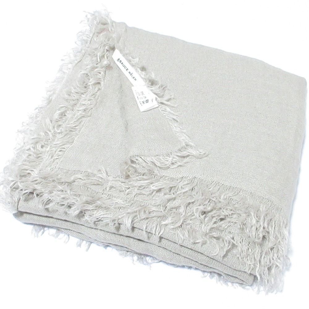 ASAUCE MELER アソースメレ リネン 大判ストール ショール グレージュ レディース 古着