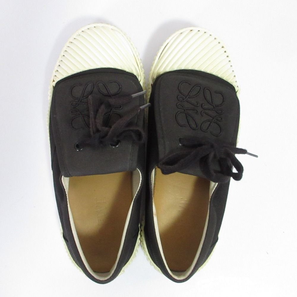 良品 LOEWE ロエベ アナグラム フラップ キャンバス スニーカー 822201