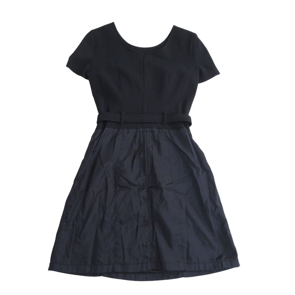 PRADA プラダ ベルト付き 半袖 ドッキングワンピース S ブラック レディース 古着