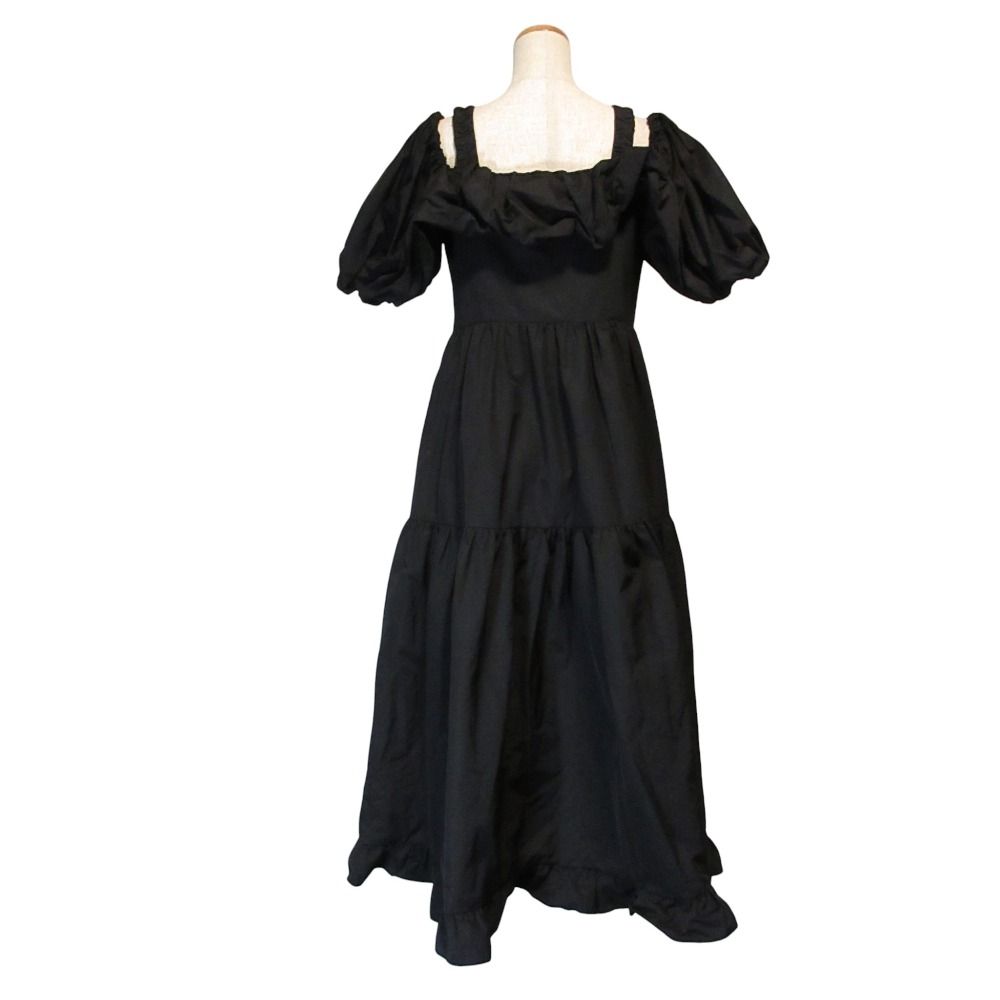 24 SS コルコバード フリルオフショルダーティアードロングドレス ワンピース 32-242-0037 サイズ38 ブラック レディース 古着