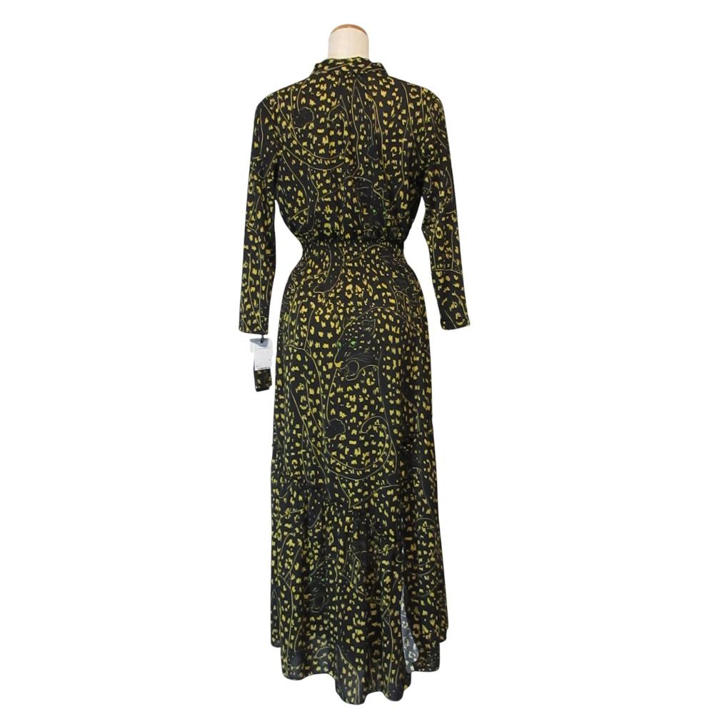 23 AW コルコバード ポリエステルジャージー ボウタイドレス ワンピース 3801-050-234 サイズ38 ブラック イエロー レディース 古着