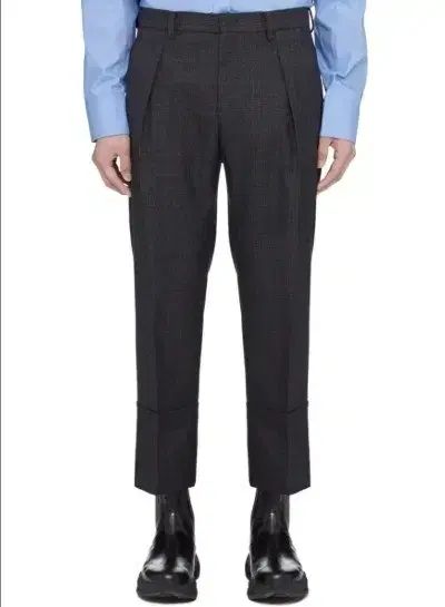 48 ウーヨンミ 19FW メインCHECK ターンアップ パンツ