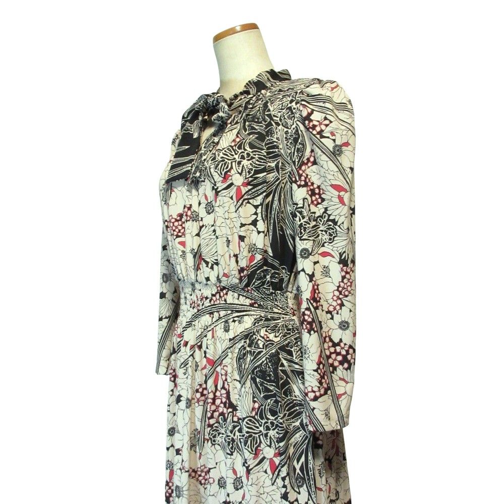 U321/美品 CORCOVADO ロングワンピース ボウタイ 総柄 ストレッチ U321/美品 CORCOVADO ロングワンピース ボウタイ 総柄 ストレッチ 楽天