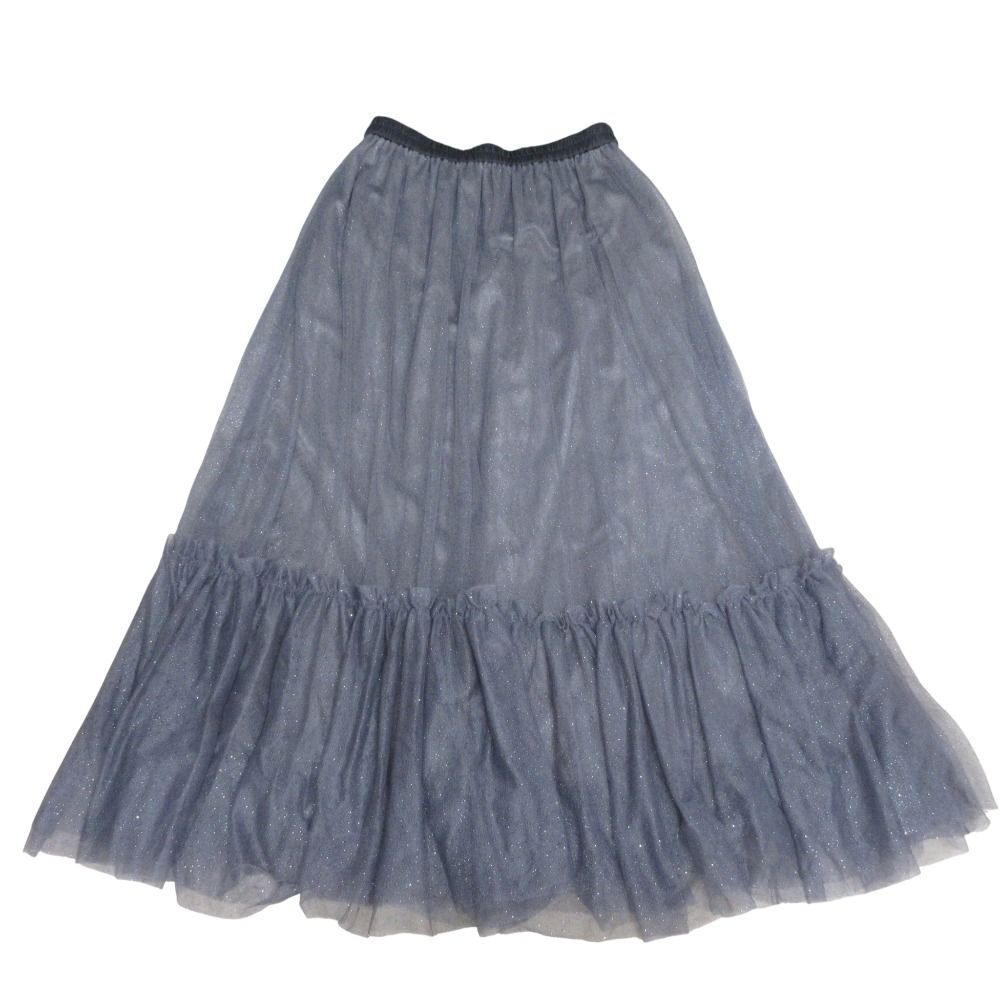 25SS Diagram ダイアグラム ラメチュール マキシ丈 ギャザースカート 0325121301 グレー レディース 古着