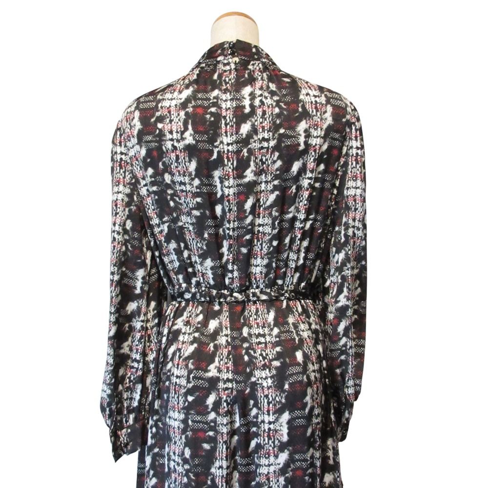 23 AW コルコバード ツイード転写 ウエストベルト ボウタイ付きドレス ワンピース サイズ38 ブラック レディース 古着