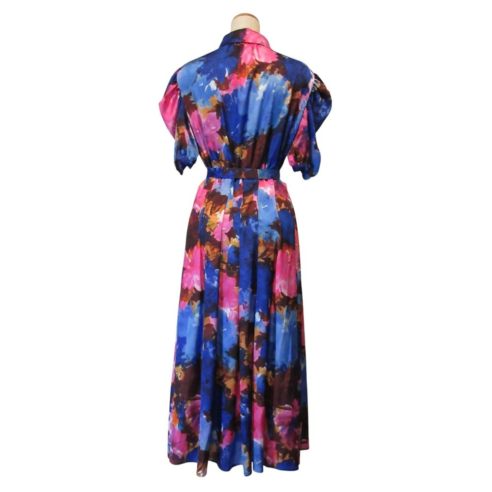 25 SS コルコバード LATIN LOVER サテンドレス ワンピース 32-251-0024 サイズ40 ネイビー レディース 古着