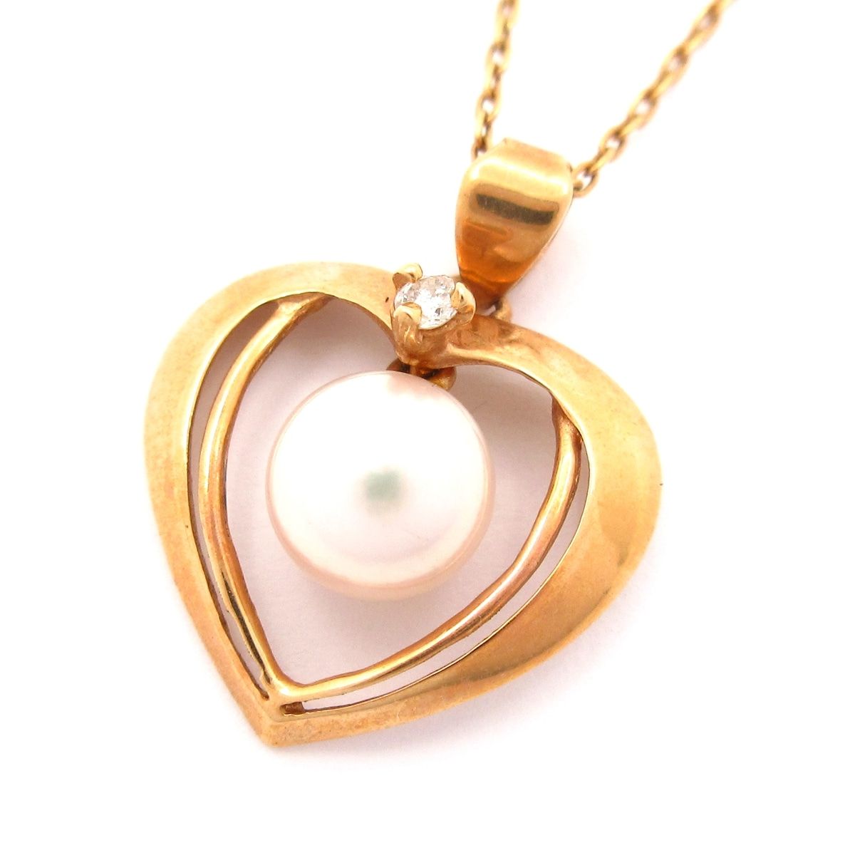 Unbranded ノーブランド ネックレス K14×ダイヤモンド×白 総重量 2.0g