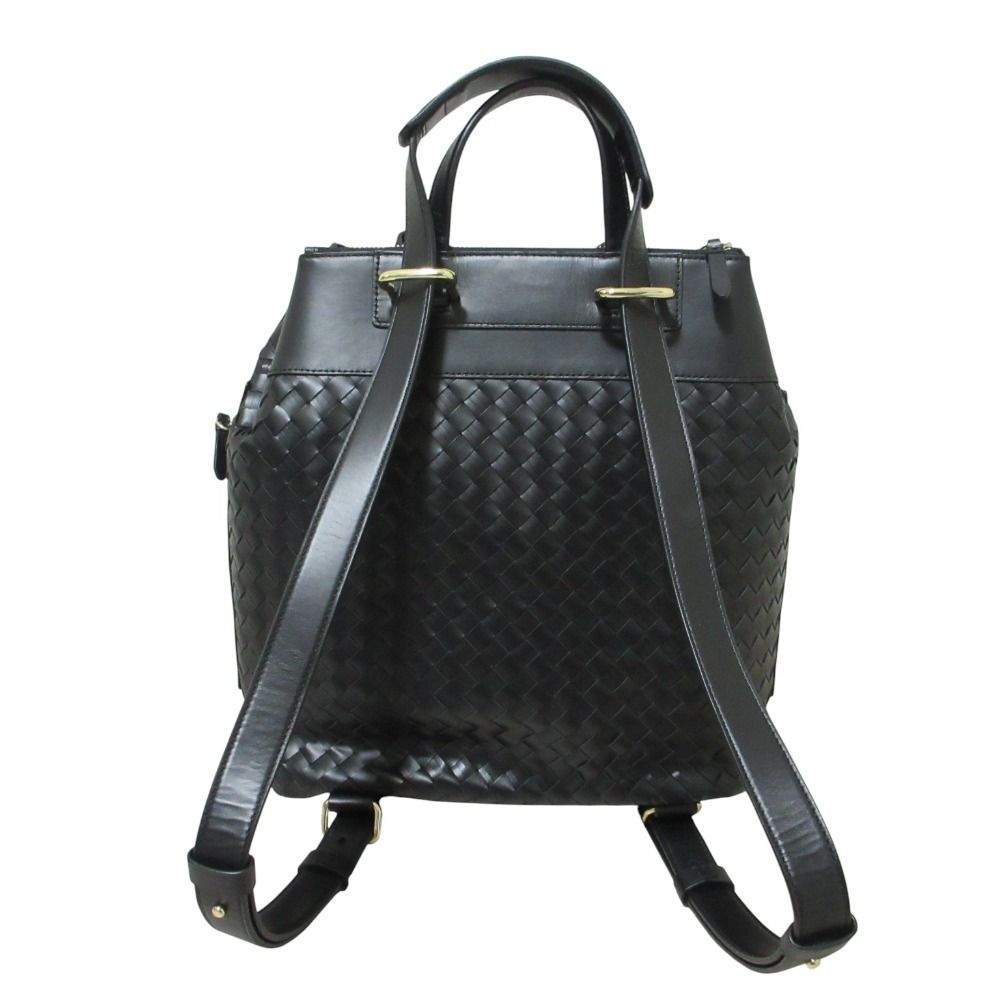 Cole Haan コールハーン ウォーブン レザードローストリング 2WAY バックパック リュック ブラック レディース 古着