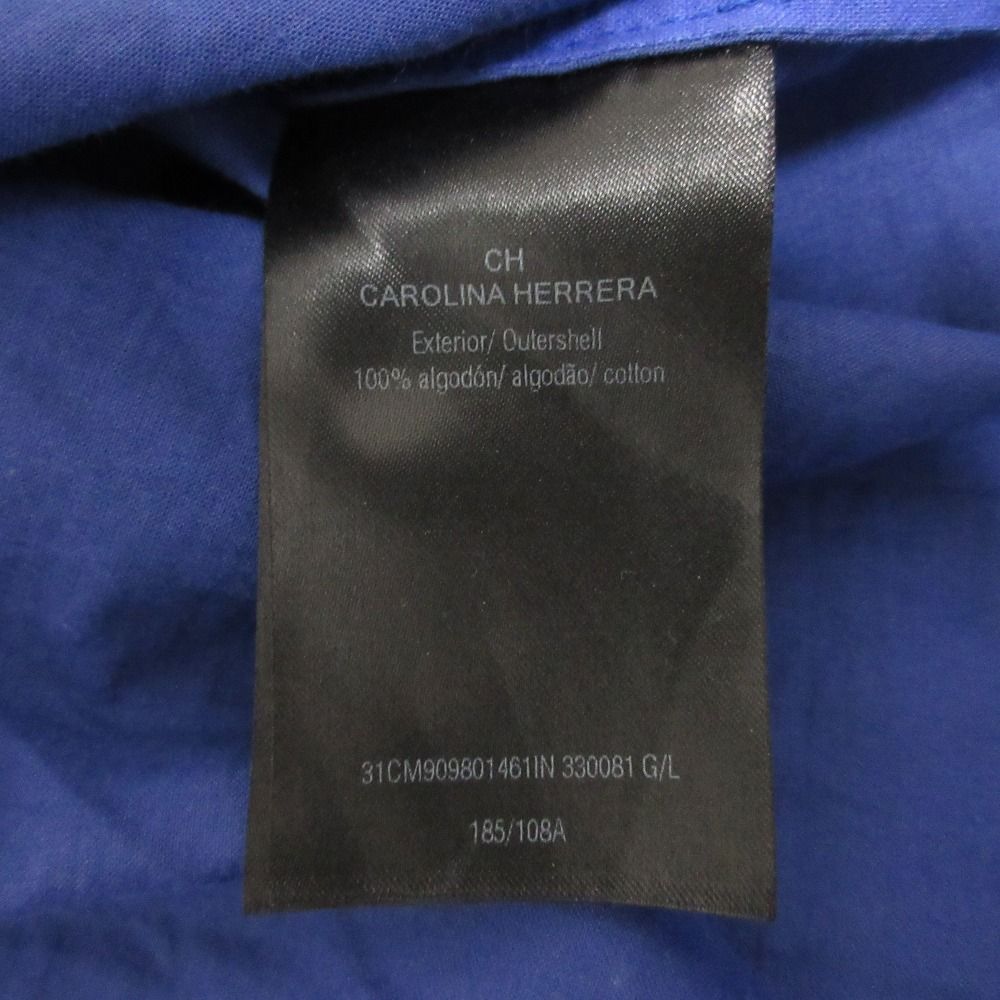 良品 CAROLINA HERRERA キャロライナヘレラ 総柄 リネン シャツ  