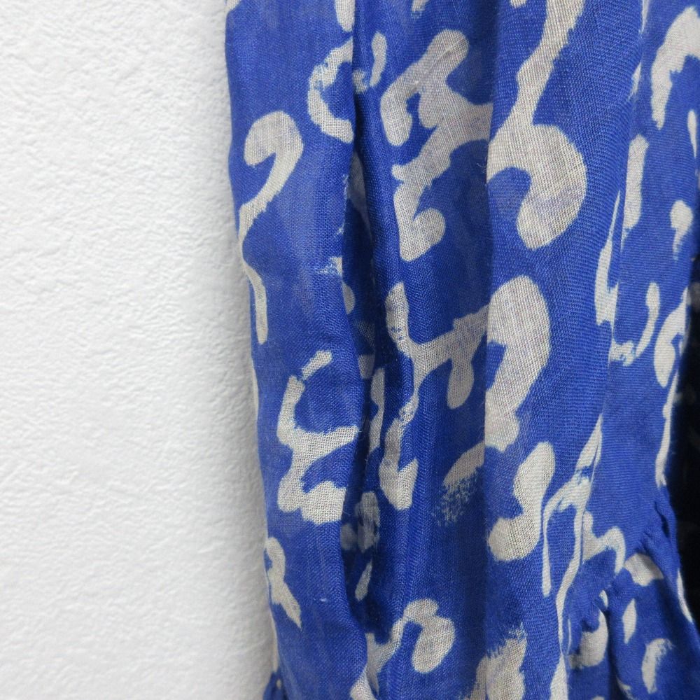 良品 CAROLINA HERRERA キャロライナヘレラ 総柄 リネン シャツ  