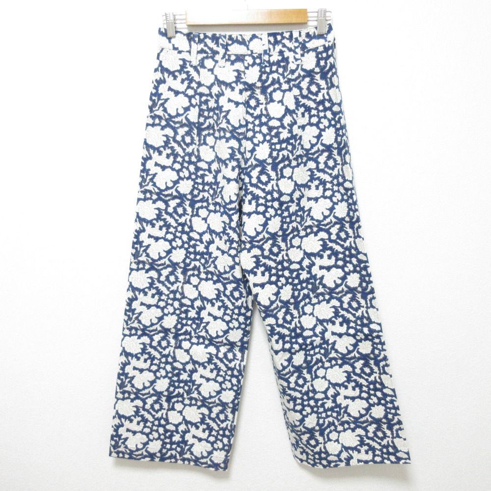 23SS SZ BLOCKPRINTS エスゼットブロックプリント ディスコパンツ ワイドパンツ サイズM インディゴ レディース 古着