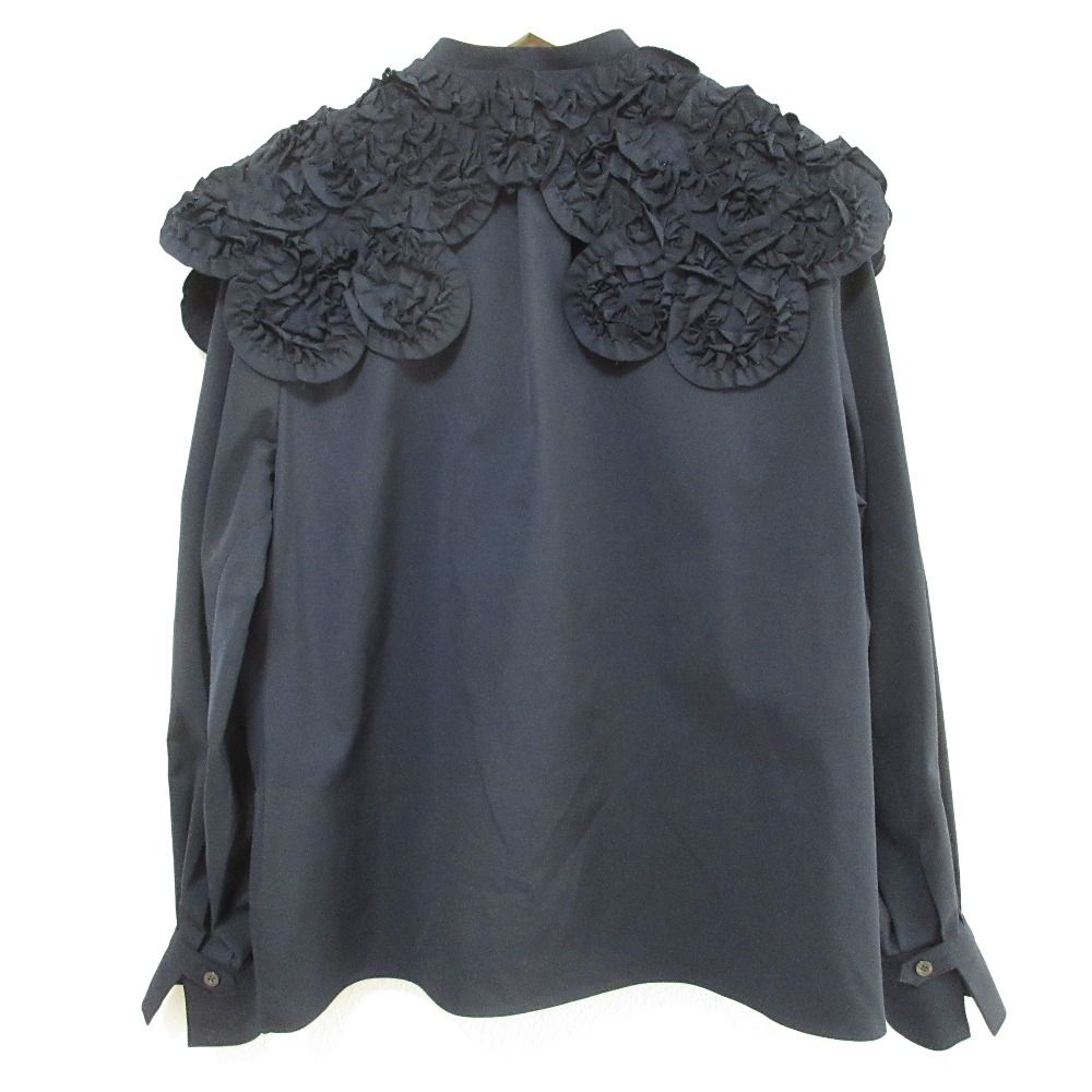 クリーニング済み yori shirocon ヨリ シロコン ホイップ ブラウス シャツ SC2121-010AW サイズ34 ネイビー レディース 古着