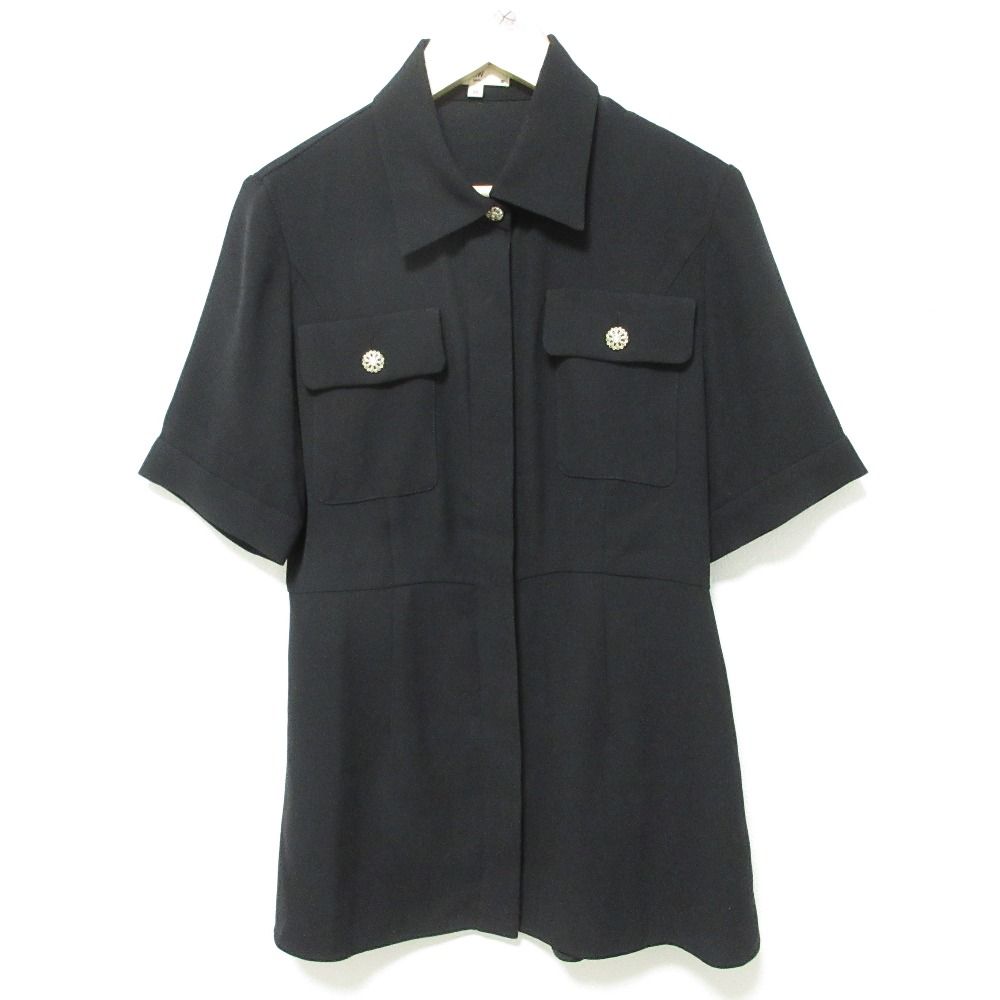 MW TOKYO エムダブリュー バックサテン ウエストシェイプ ロングブラウス 19-FK 001 サイズ36 ブラック レディース 古着