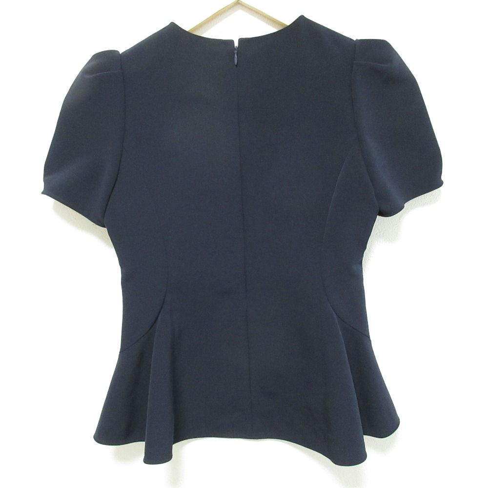 MW TOKYO エムダブリュー ペプラム パフスリーブ ブラウス MW17-FK003 サイズ36 ネイビー レディース 古着
