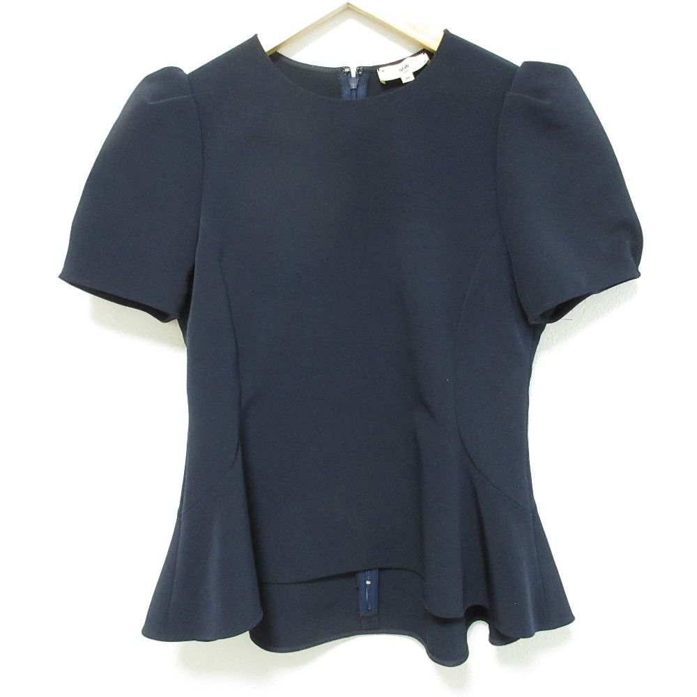 MW TOKYO エムダブリュー ペプラム パフスリーブ ブラウス MW17-FK003 サイズ36 ネイビー レディース 古着