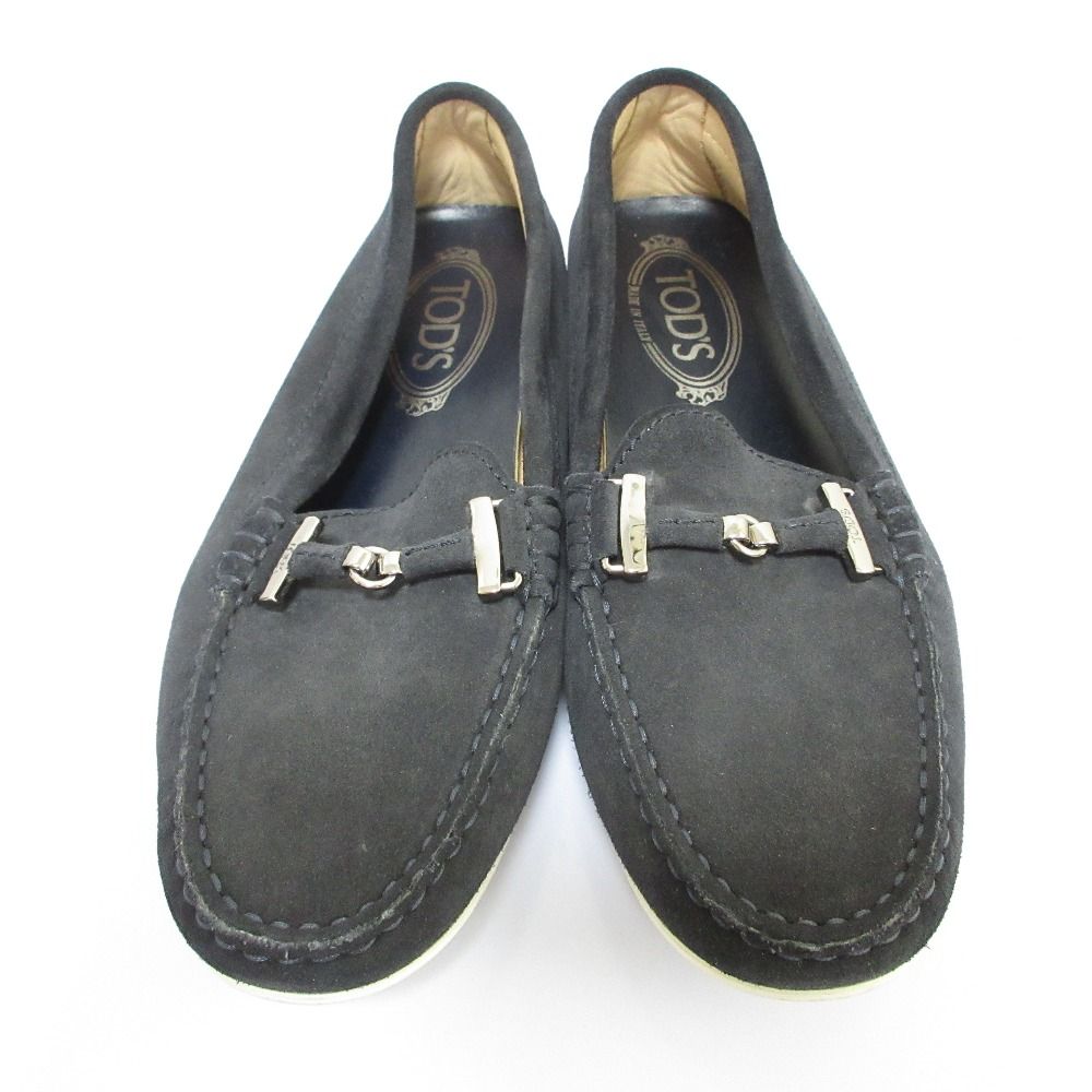 TOD‘S トッズ スウェード ドライビングシューズ フラットシューズ サイズ37 24 cm相当 ブラック レディース 古着