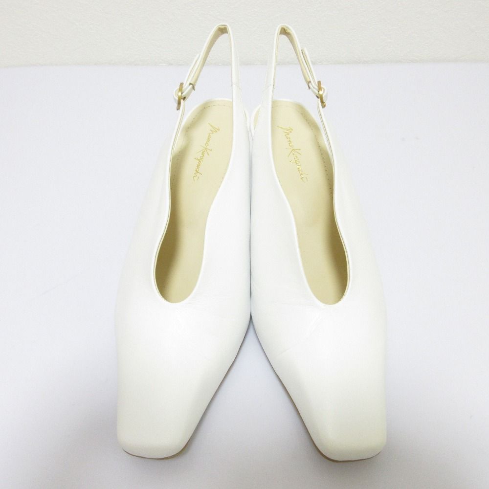 Mame Kurogouchi マメクロゴウチ Curved Line Sling Back Heels スリングバックヒール パンプス サイズ23 1 2 ホワイト レディース 古着