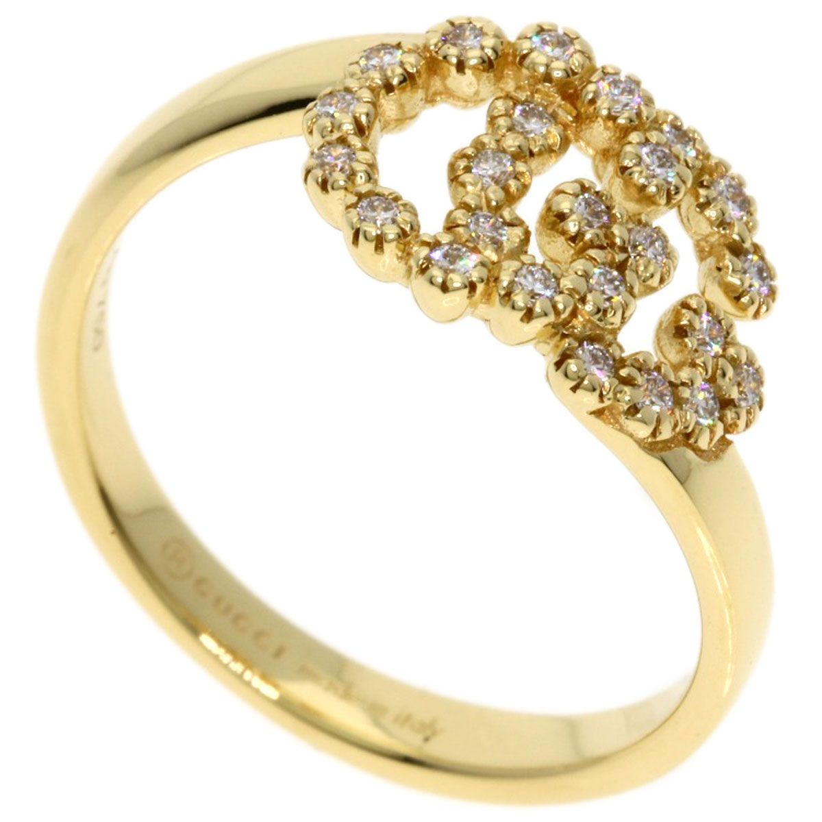 GUCCI グッチ GGランニング ダイヤモンド 6 リング 指輪 K 18 YG レディース