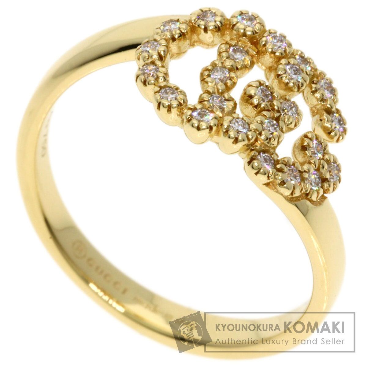 GUCCI グッチ GGランニング ダイヤモンド 6 リング 指輪 K18YG レディース