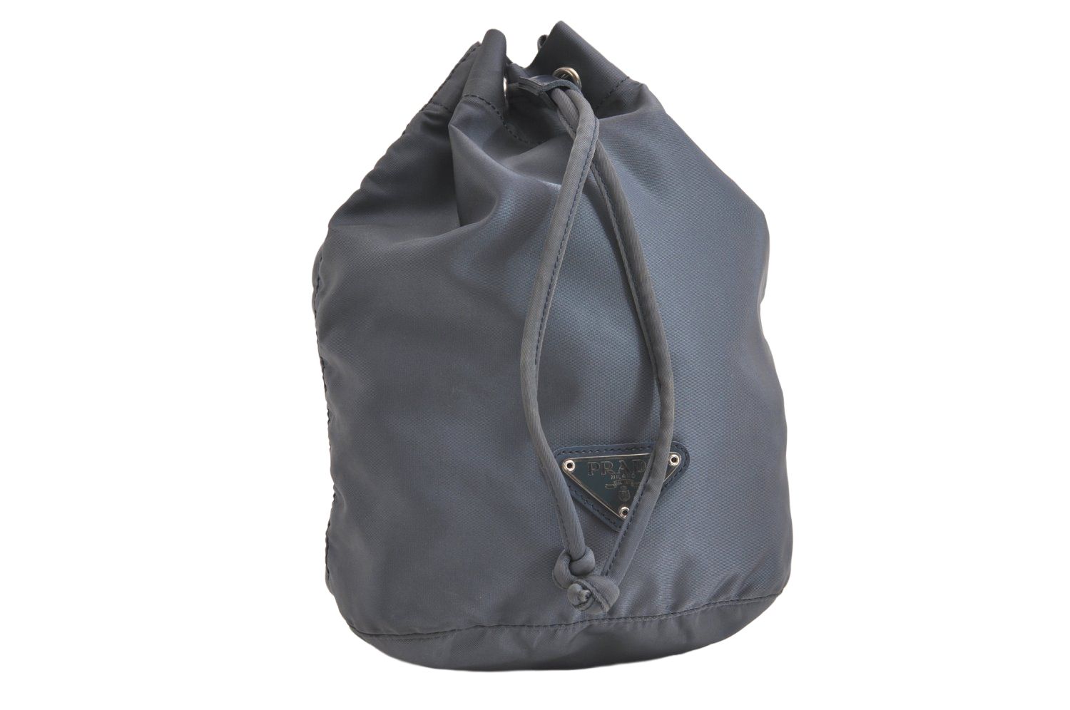 PRADA プラダ ヴィンテージ ナイロン レザー 巾着型 ポーチ 財布 ブルー 4223N