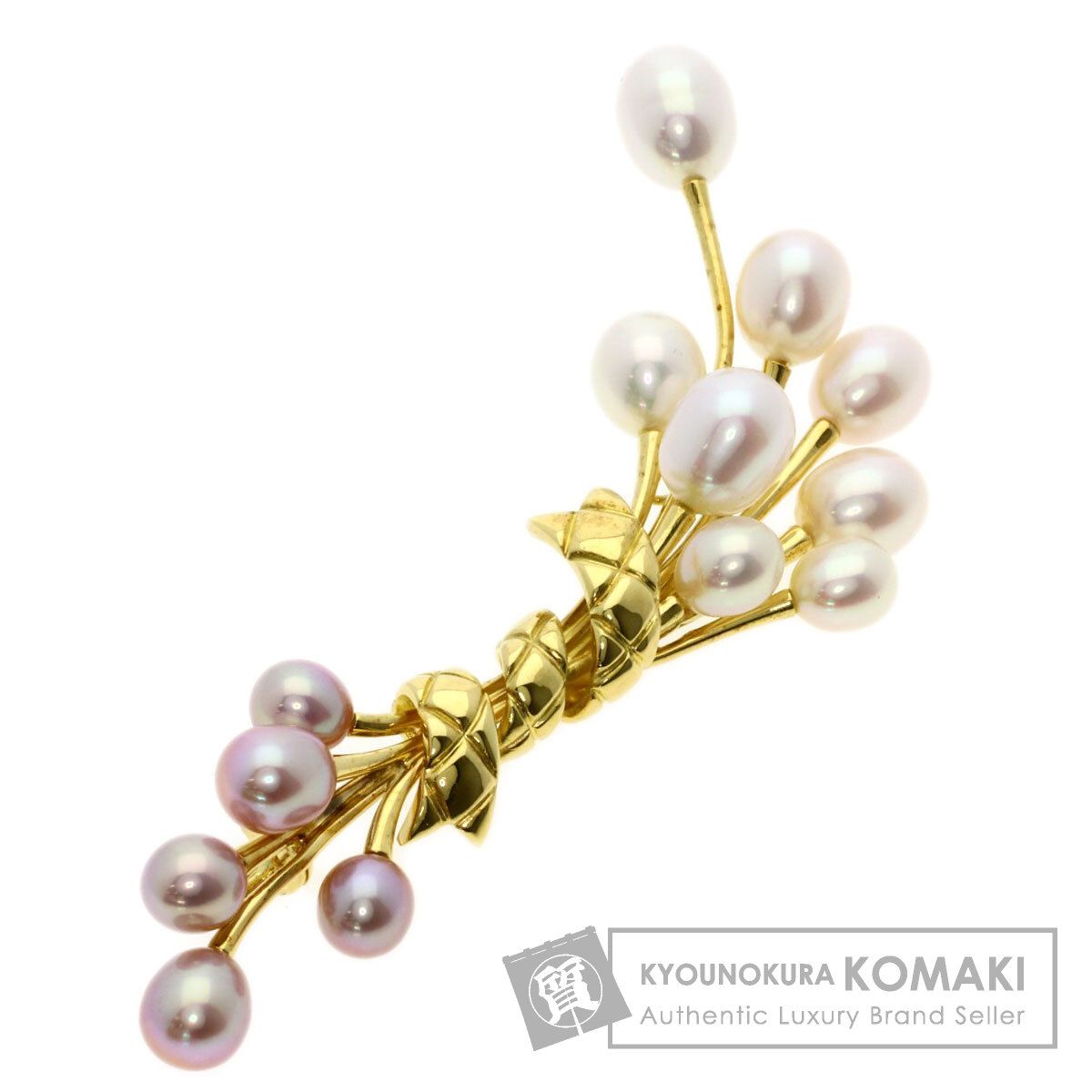 MIKIMOTO ミキモト 淡水パール 真珠 ブローチ K18YG レディース
