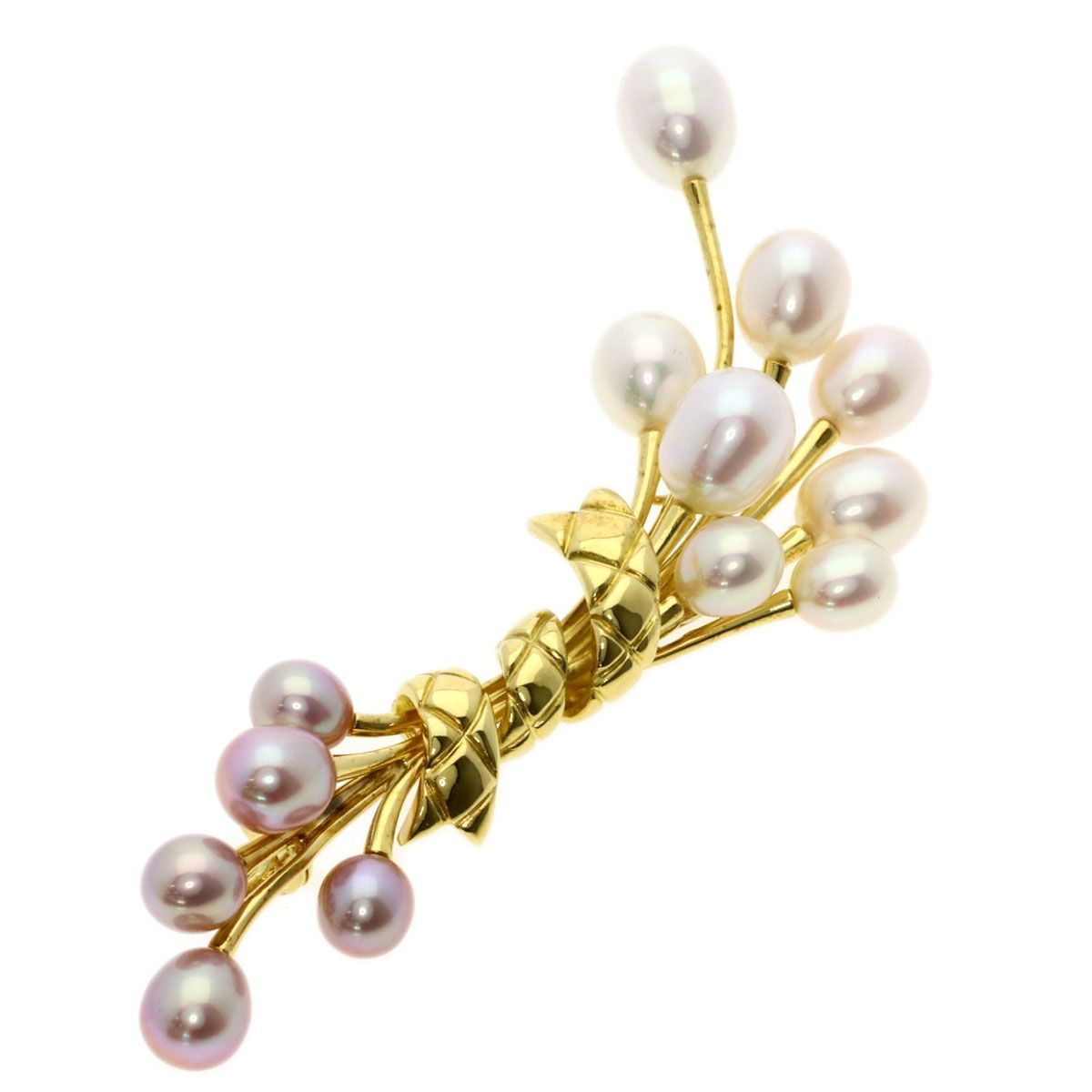 ミキモト 淡水パール 真珠 ブローチ K 18 YG レディース