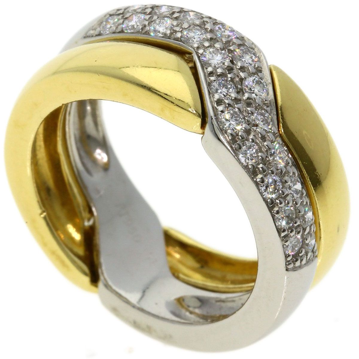 CARTIER カルティエ ヴィンテージ コンビ ダイヤモンド 51 リング 指輪 K 18 YG PT 950 レディース