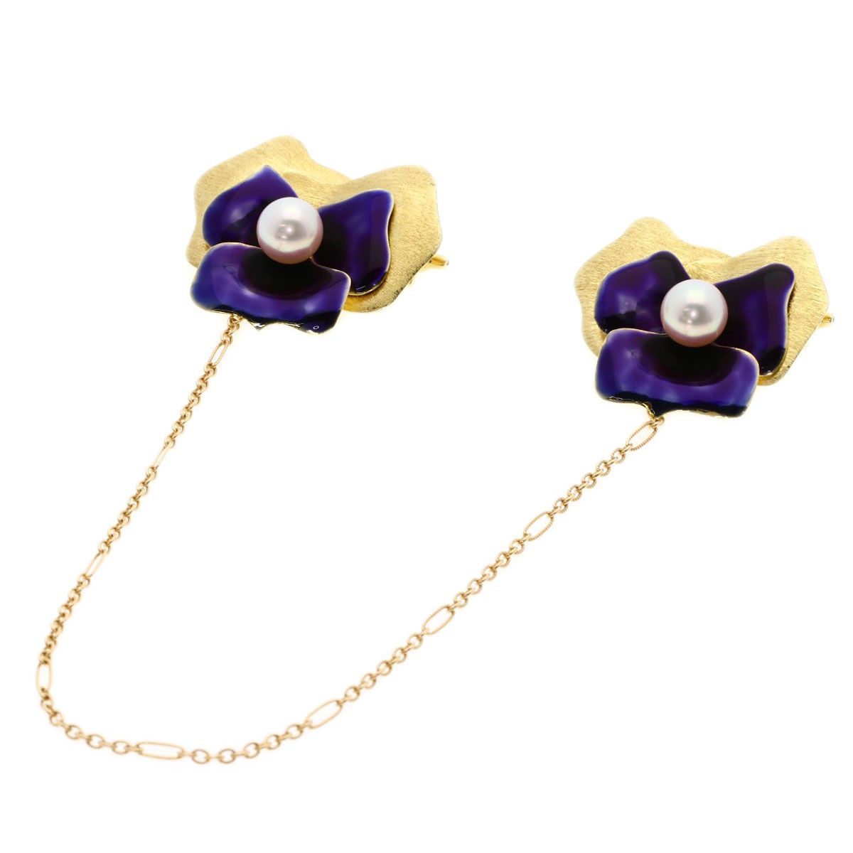 ミキモト アコヤパール 真珠 チェーンブローチ ブローチ K 14 YG レディース