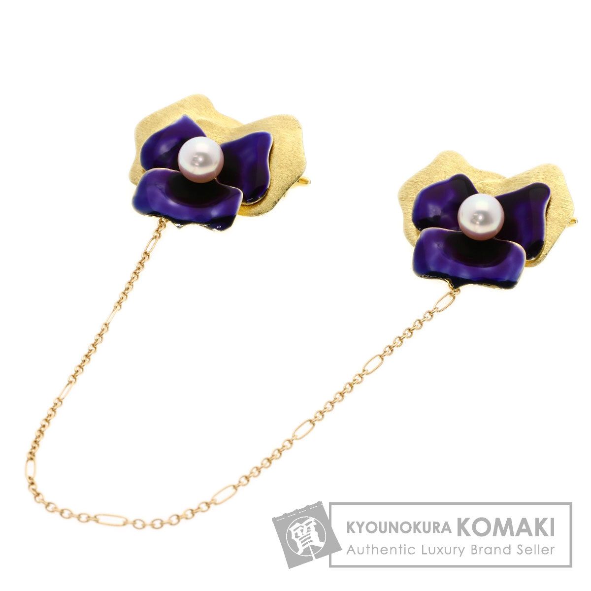 MIKIMOTO ミキモト アコヤパール 真珠 チェーンブローチ ブローチ K14YG レディース
