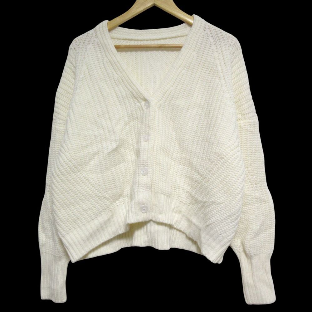 25SS GRACE CONTINENTAL グレースコンチネンタル 畦ルーズニット カーディガン 0125153103 サイズ36 ホワイト アイボリー レディース 古着