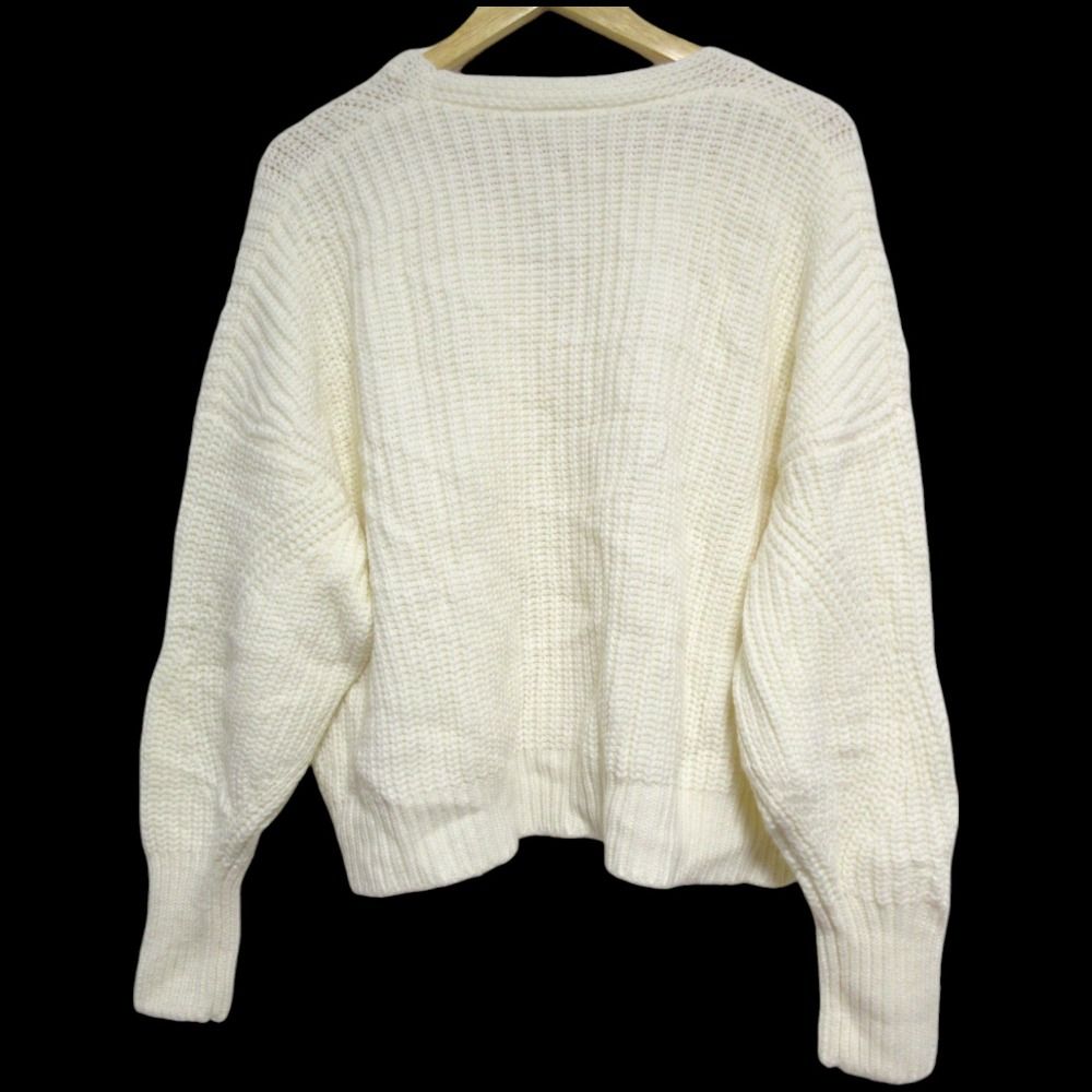 25SS GRACE CONTINENTAL グレースコンチネンタル 畦ルーズニット カーディガン 0125153103 サイズ36 ホワイト アイボリー レディース 古着