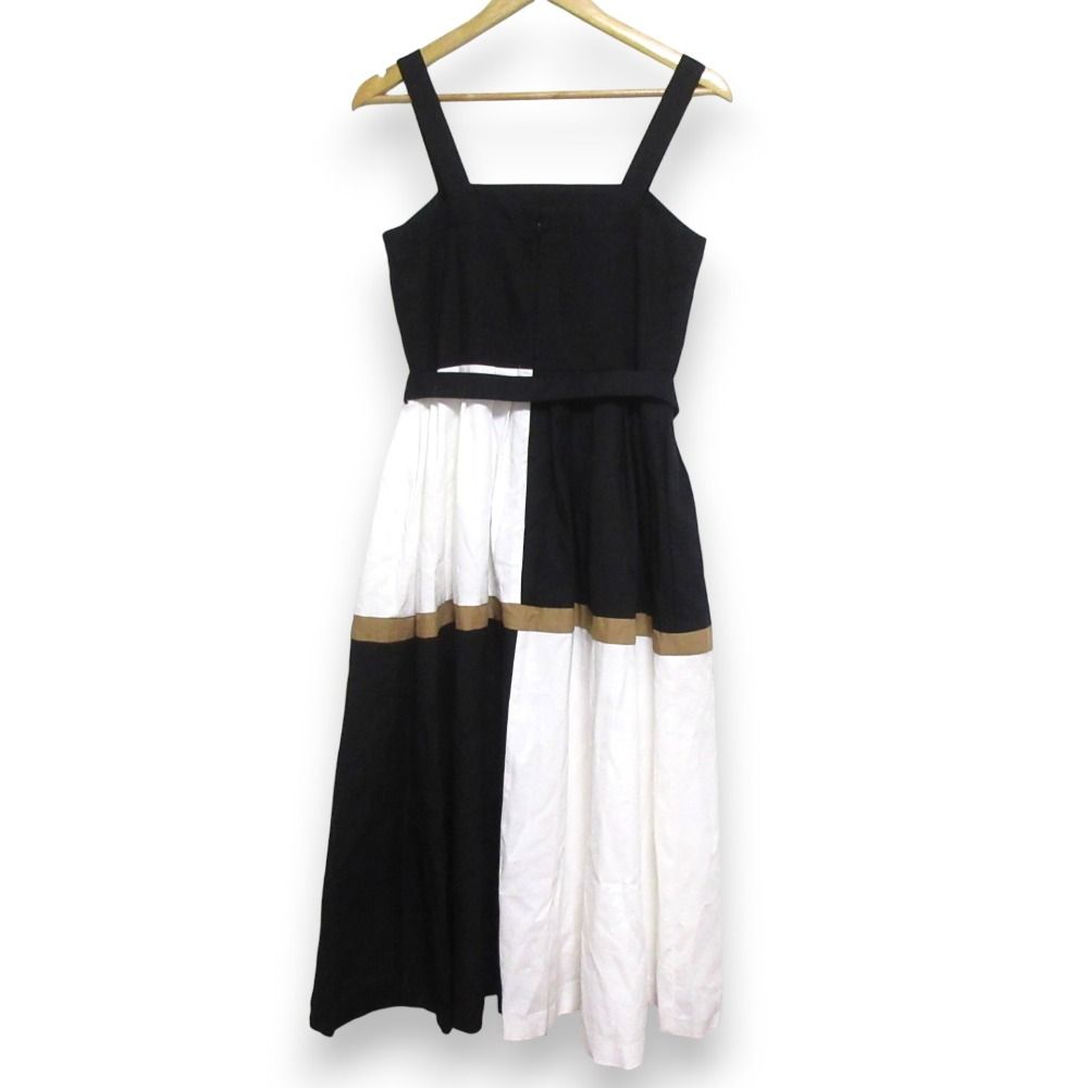 25 SS GRACE CLASS グレースクラス ライン配色 ロングキャミドレス ワンピース サイズ38 ブラック ホワイト ブラウン レディース 古着