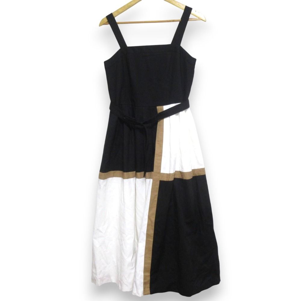 25SS GRACE CLASS グレースクラス ライン配色 ロングキャミドレス ワンピース 0225231008 サイズ38 ブラック ホワイト ブラウン レディース 古着