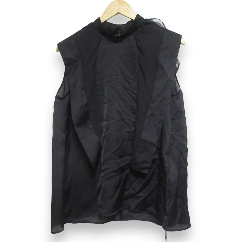 25SS sacai サカイ SATIN CHIFFON PULLOVER サテンシフォン プルオーバー ブラウス 25-07924 サイズ3 ブラック レディース 古着