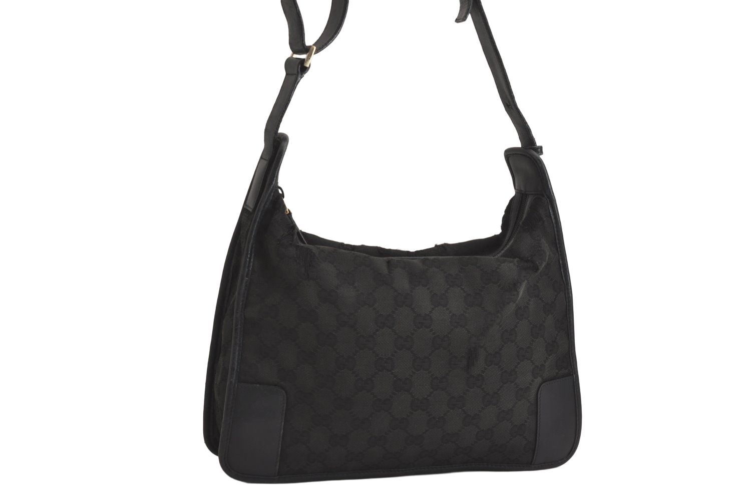 GUCCI グッチ ヴィンテージ ショルダーバッグ 財布 GGキャンバス レザー 0014205 ブラック 4273N