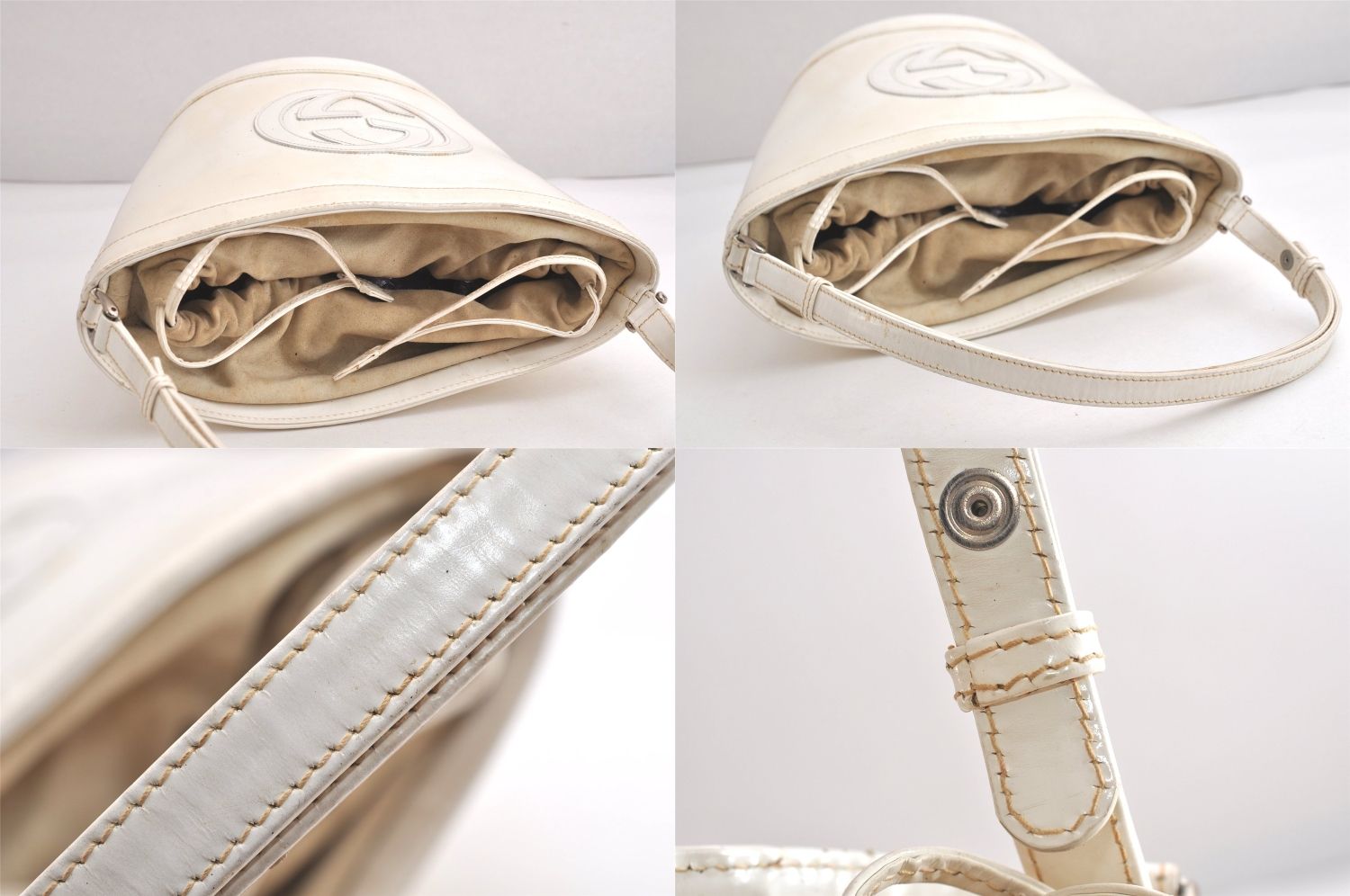  GUCCI グッチ ヴィンテージ ショルダーハンドバッグ 財布 エナメル ホワイト 4289 N クラッチバッグ バッグ