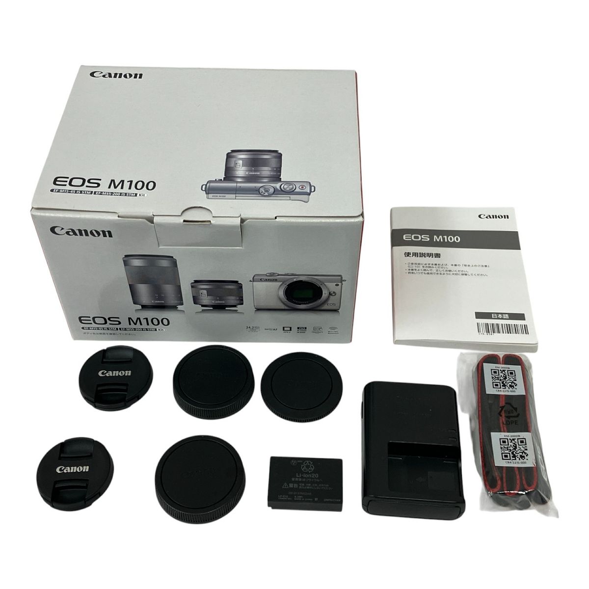 Canon EOS M100 EF-M 15-45mm F3.5-6.3 IS STM EF-M 55-200mm F4.5-6.3 IS STM ミラーレス カメラ ダブルズーム レンズキット ジャンク M8243280