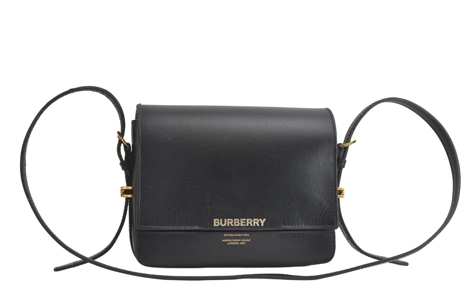 BURBERRY バーバリー ヴィンテージ レザー ショルダークロスボディーバッグ 財布 ブラック 4291N