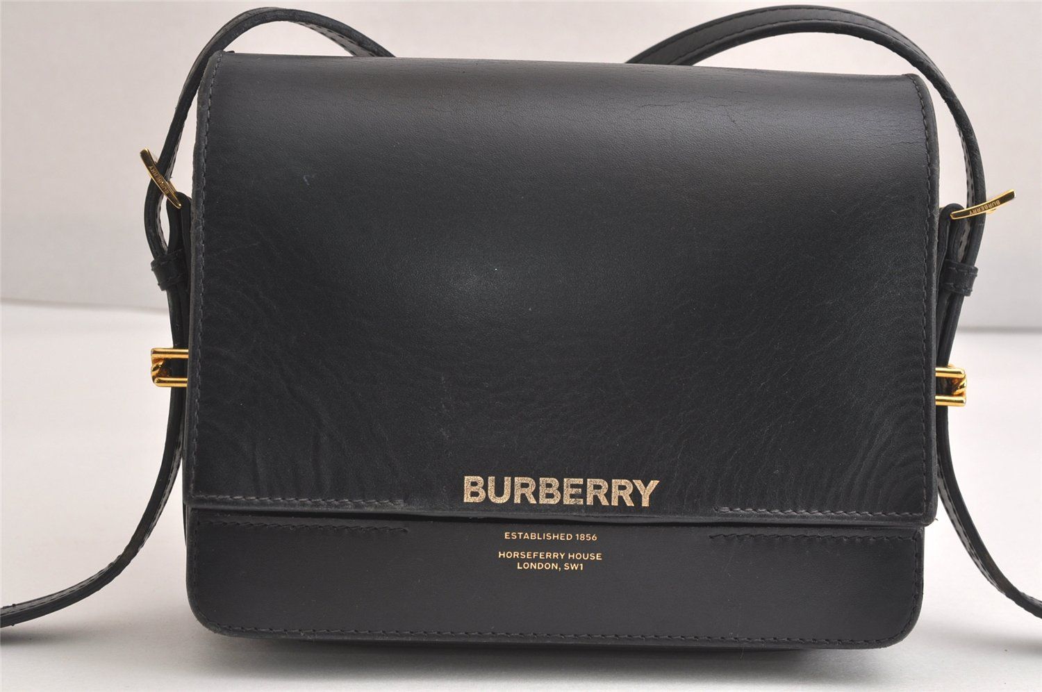 BURBERRY バーバリー ヴィンテージ レザー ショルダークロスボディーバッグ 財布 ブラック 4291N
