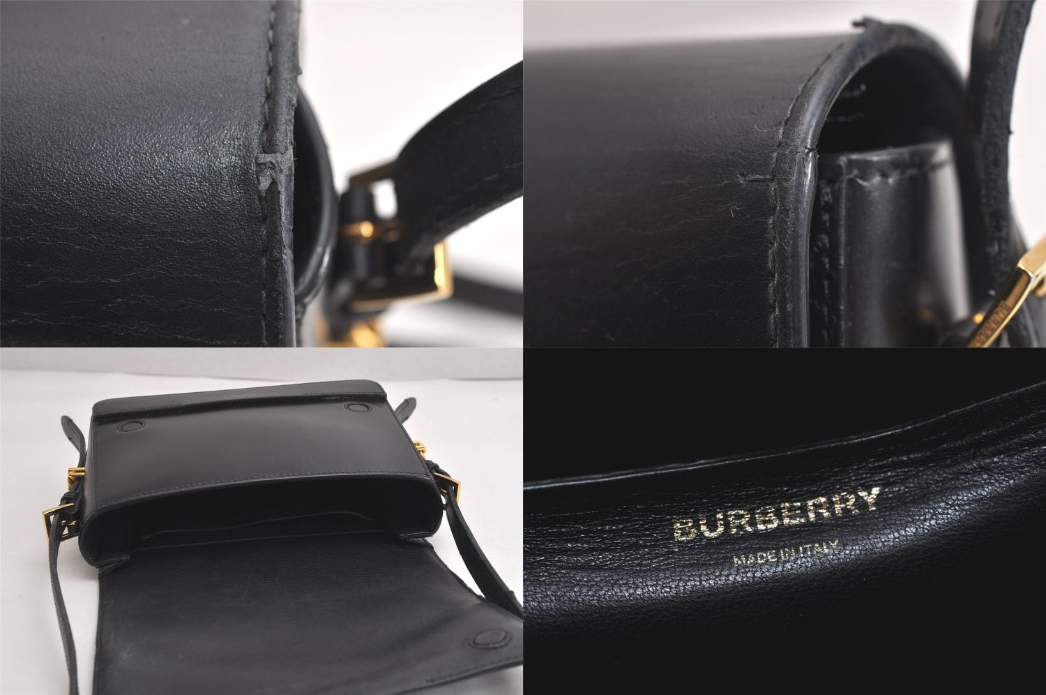  バーバリー ヴィンテージ レザー ショルダークロスボディーバッグ 財布 ブラック 4291 N クラッチバッグ バッグ