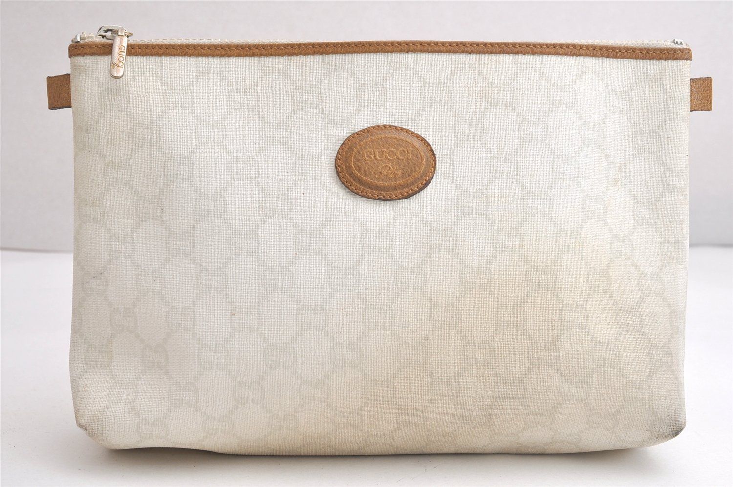 GUCCI グッチ GG プラス ヴィンテージ クラッチバッグ 財布 ピーブイシー レザー ホワイト 4312N