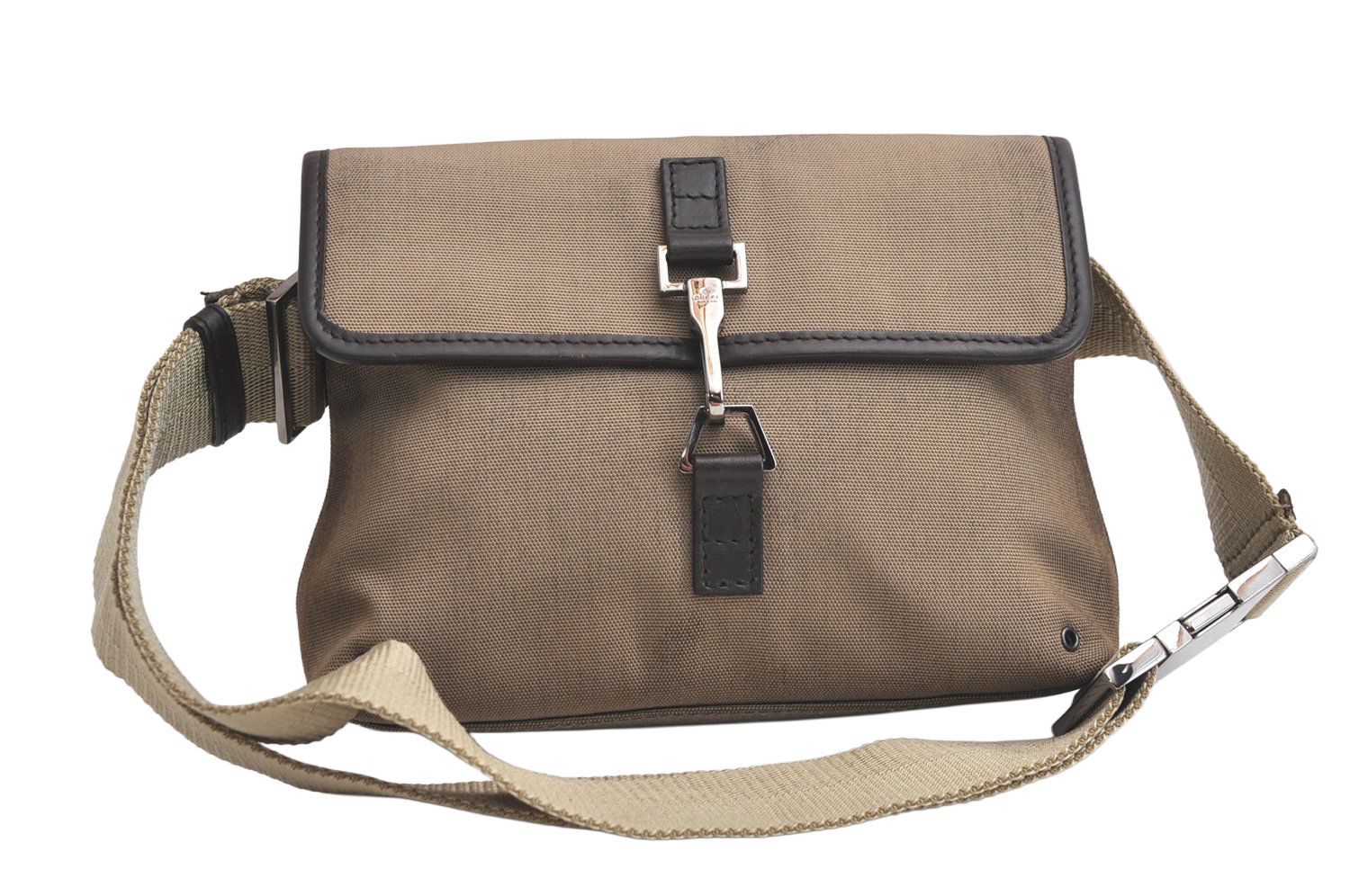 GUCCI グッチ ヴィンテージ ウエストボディーバッグ キャンバス レザー 92543 ベージュ 4322N