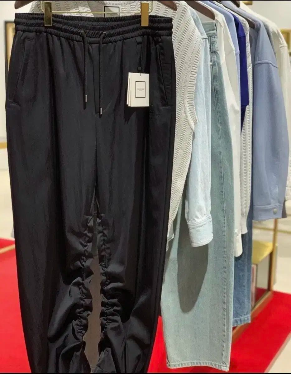 46 WOOYOUNGMI ウーヨンミ 24SS Starship Square スタシ ロゴ ナイロン シャーリング ワイド パンツ