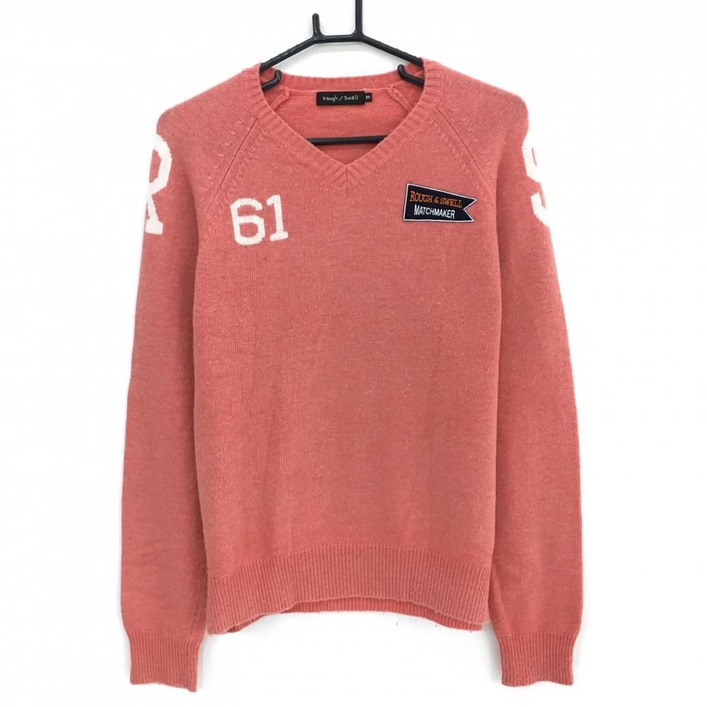ラフアンドスウェル セーター オレンジピンク ウール混 ニット メンズ M ゴルフウェア rough&swell