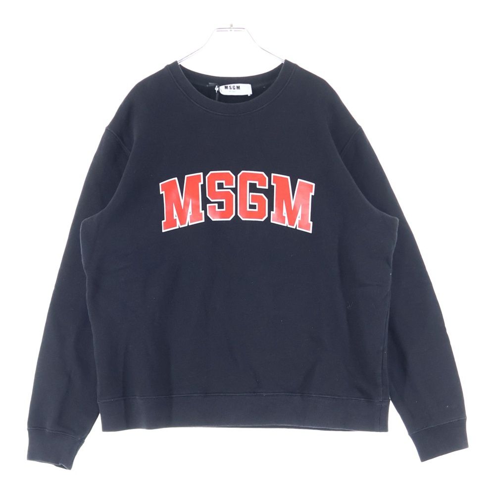 MSGM エムエスジーエム フロントロゴデザインプリント クルーネック カットソー スウェット トレーナー ブラック 2740MM178 195799-99